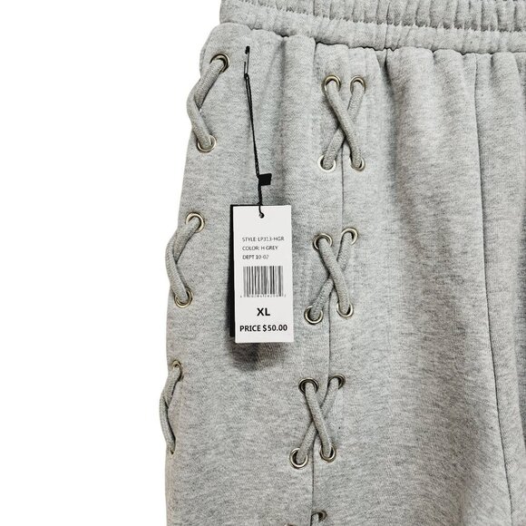 Luxe Allure Lace-Up Grey Womens Sweatpants Size XL - Picture 6 of 13